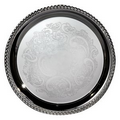 12" Elegance Silver Plated Gadroon Etched Indonesia Tray